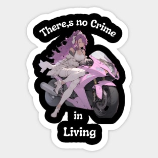 Motorcycle Anime Biker Girl Sticker